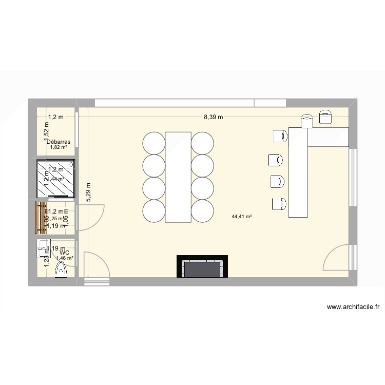 Extension avec WC sur le c&ocirc;t&eacute;. Plan de 0 pièce et 0 m2