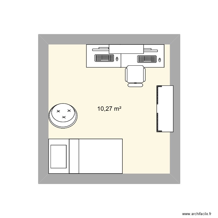 test 10m2. Plan de 1 pièce et 10 m2