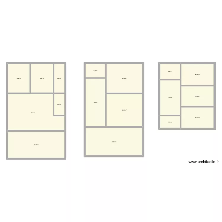 pas. Plan de 17  et 264 m²