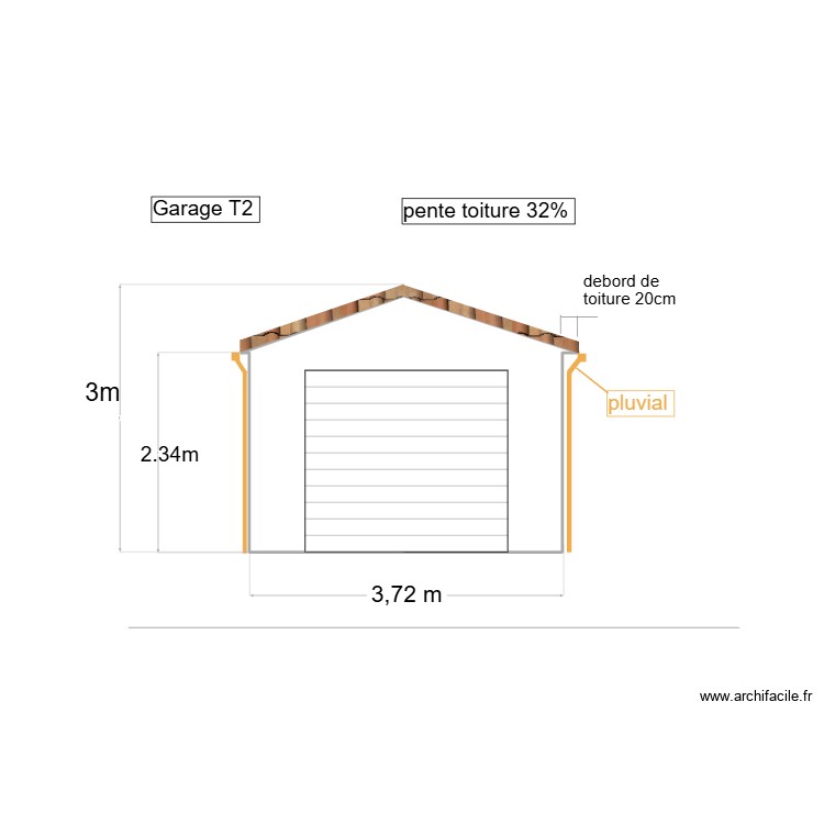 Garage T2 facade sud. Plan de 0 pièce et 0 m2