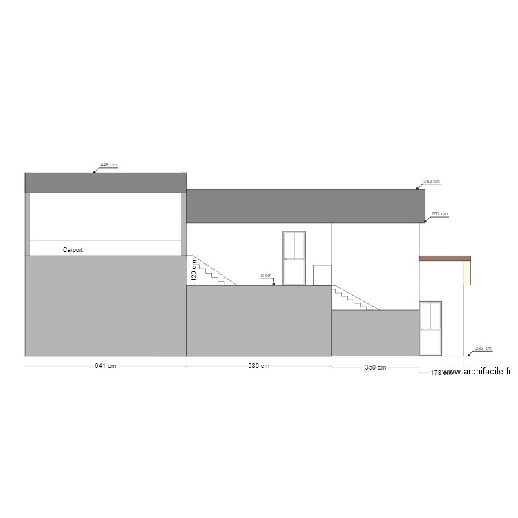 Façade Ouest existant. Plan de 0 pièce et 0 m2
