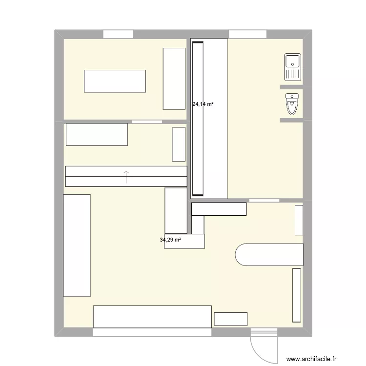plan boutique. Plan de 2  et 58 m²