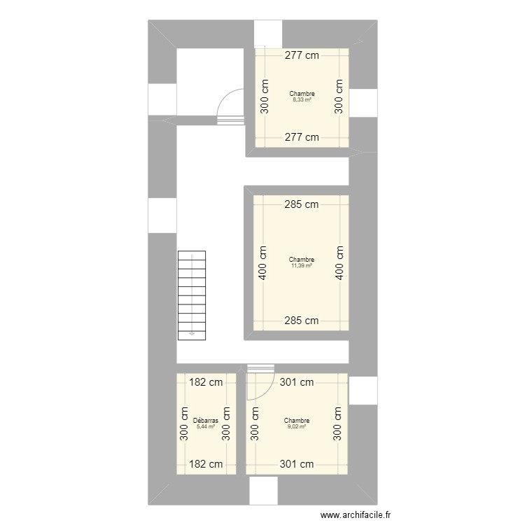 Monção. Plan de 4 pièces et 34 m2