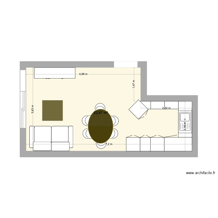 SAINT PIERRE LA MER. Plan de 1 pièce et 23 m2