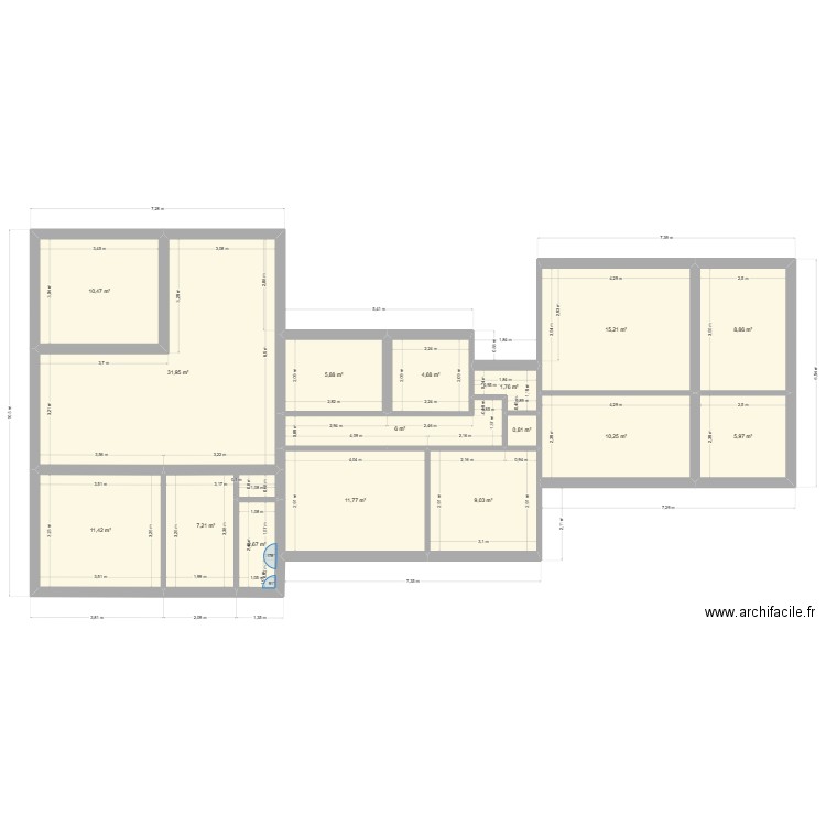 mougere ectual. Plan de 16 pièces et 144 m2