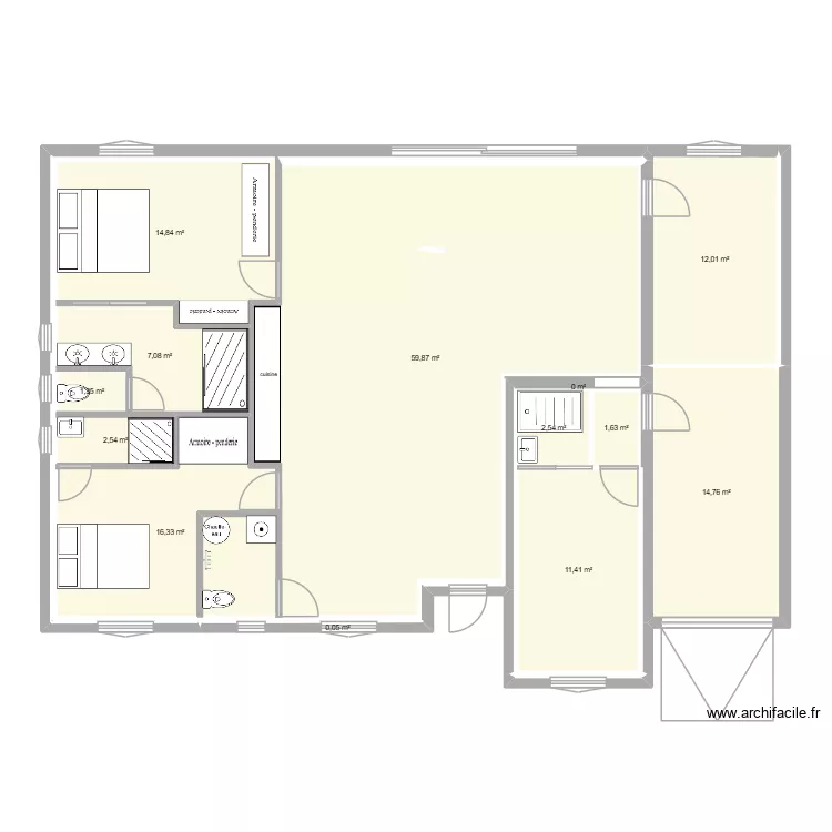 maison2dd. Plan de 13  et 144 m²