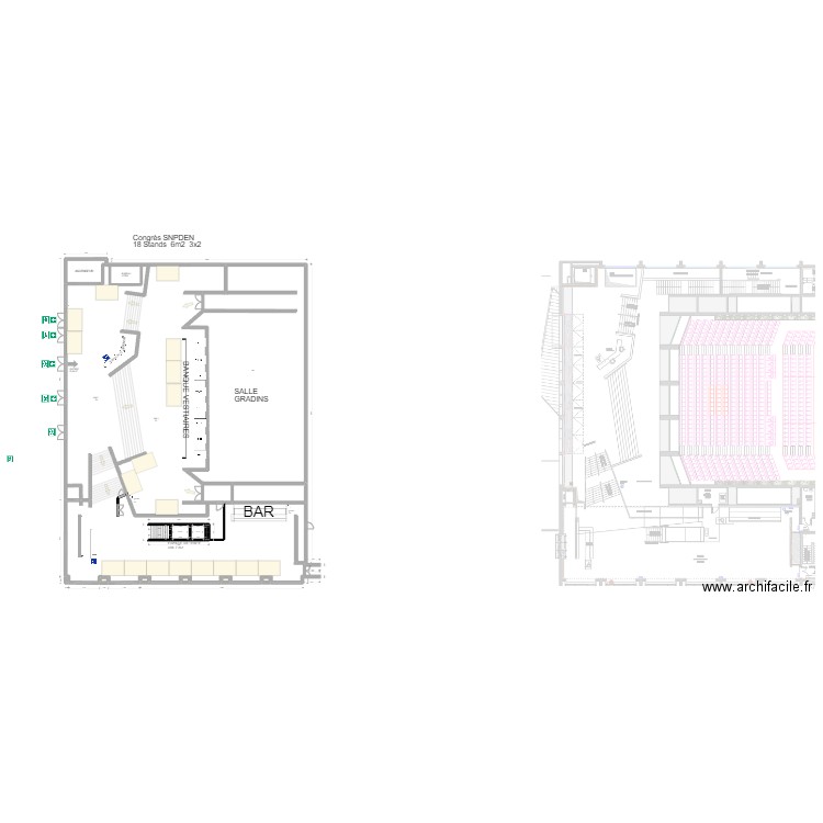 Auditorium hall et espace détente Congrès SNPDEN 18St épuré. Plan de 12 pièces et 58 m2