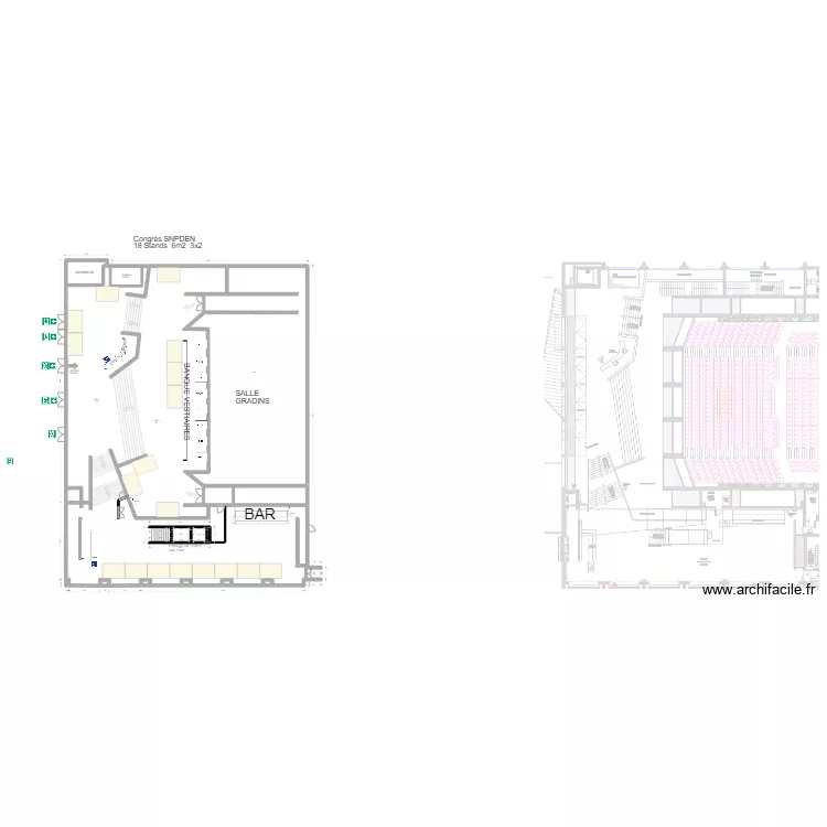 Auditorium hall et espace d&eacute;tente Congr&egrave;s SNPDEN 18St &eacute;pur&eacute;. Plan de 