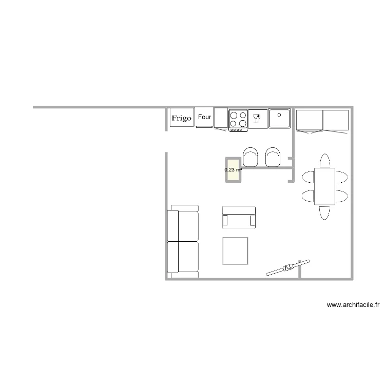 CUISINE. Plan de 1  et 0 m²