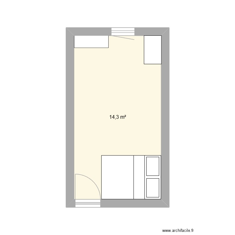 chambre de sacha. Plan de 1 pièce et 14 m2
