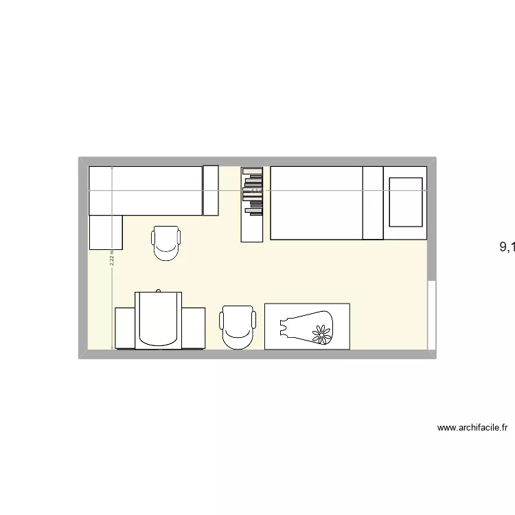 Bureau / bebe 0-6m. Plan de 1  et 9 m²