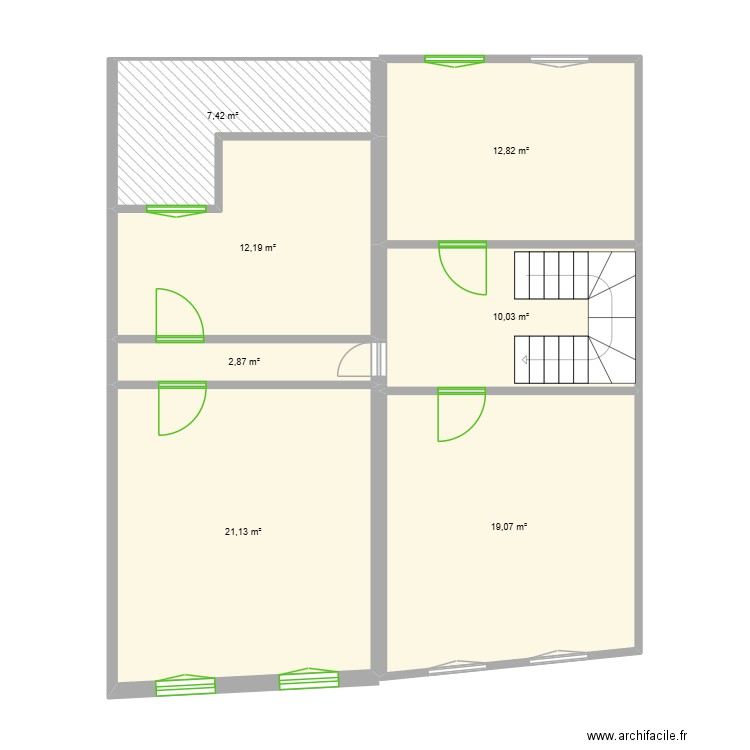 bat a. Plan de 7 pièces et 86 m2