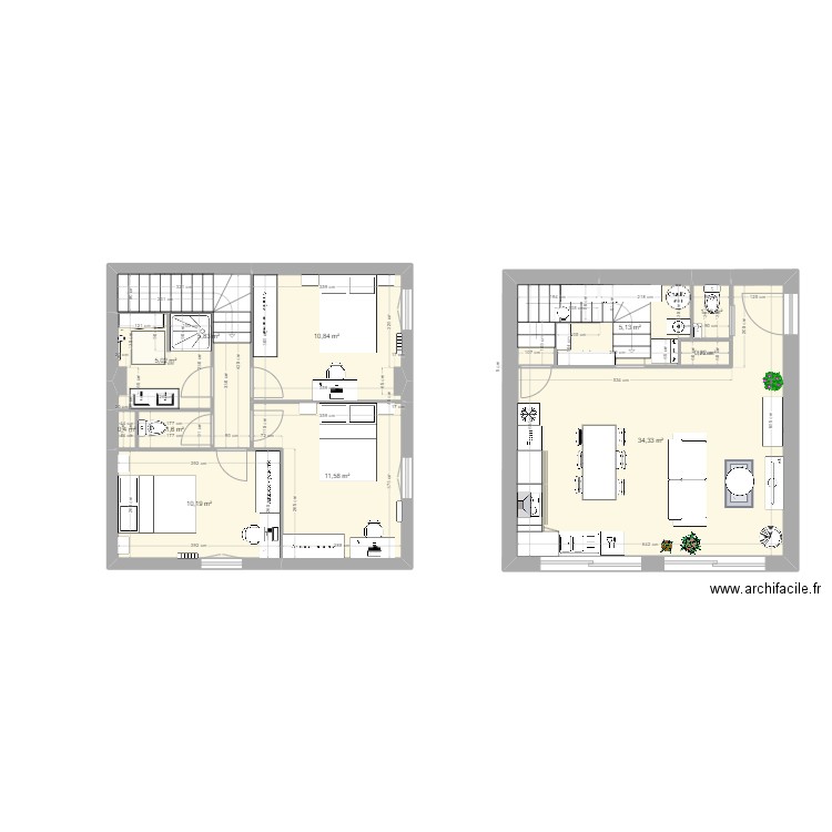 etage corentin3. Plan de 11 pièces et 87 m2