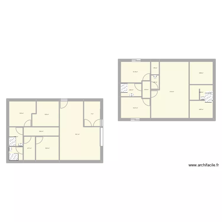 Projet 2026. Plan de 19  et 173 m²