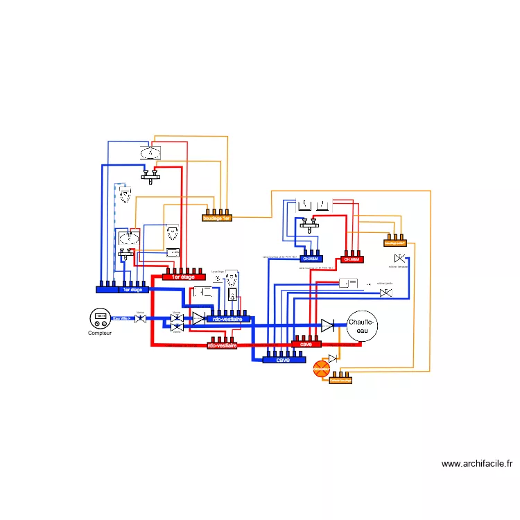Schéma plomberie. Plan de Schéma plomberie. Plan de