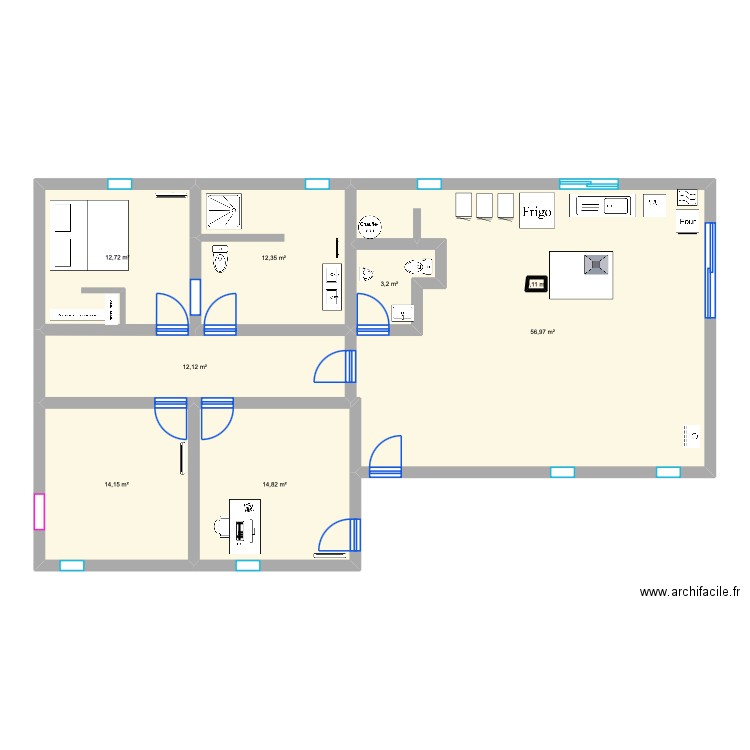 Wilfrid pinton. Plan de 8 pièces et 127 m2