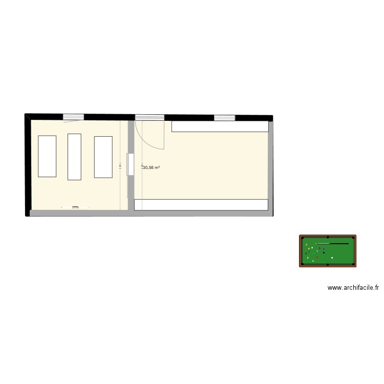 lo,gere. Plan de 1 pièce et 31 m2