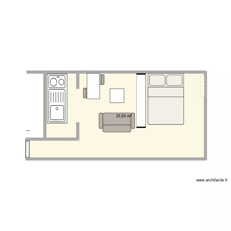studiov1. Plan de 1  et 21 m²