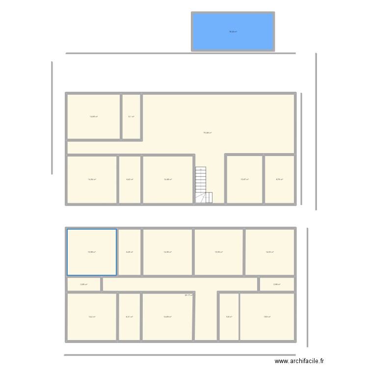 version 06. Plan de 22 pièces et 309 m2