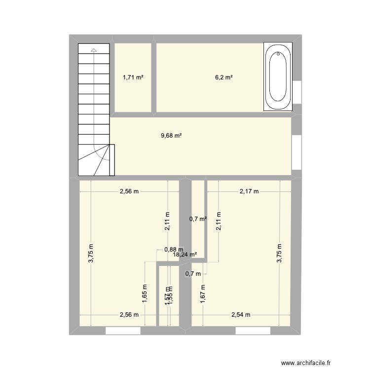 chambres, salle de bain, wc, couloir. Plan de 0 pièce et 0 m2