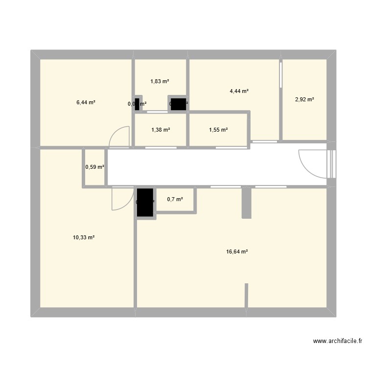 Plan appart avant travaux. Plan de 13 pièces et 47 m2