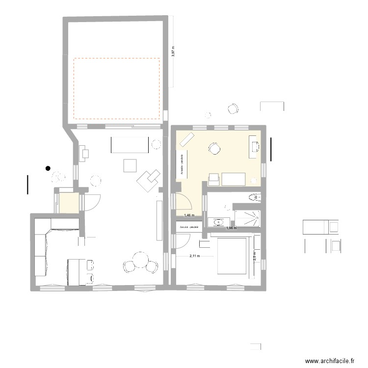 Loft Uzes Duplex BUREAU nord. Plan de 2 pièces et 19 m2