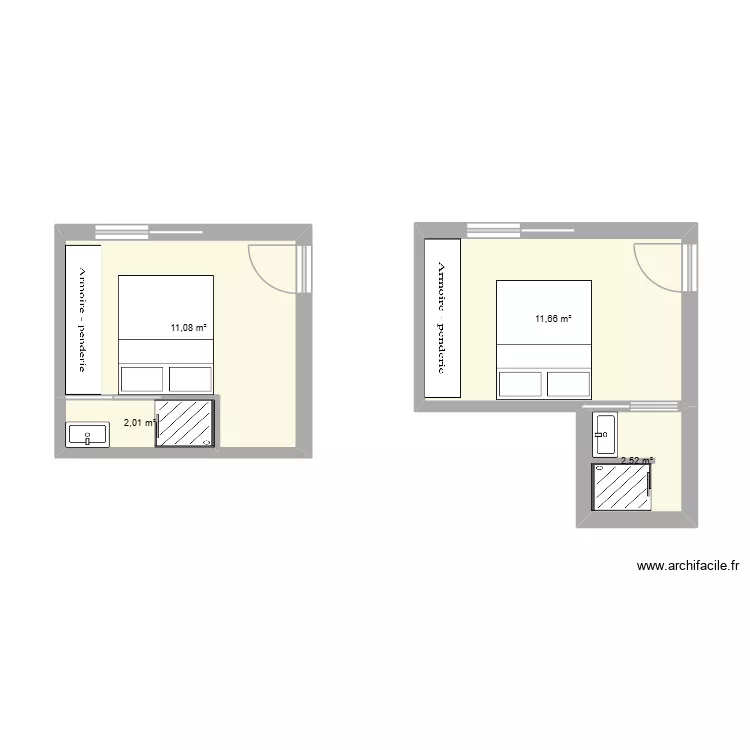 chambre 1. Plan de 4  et 27 m²