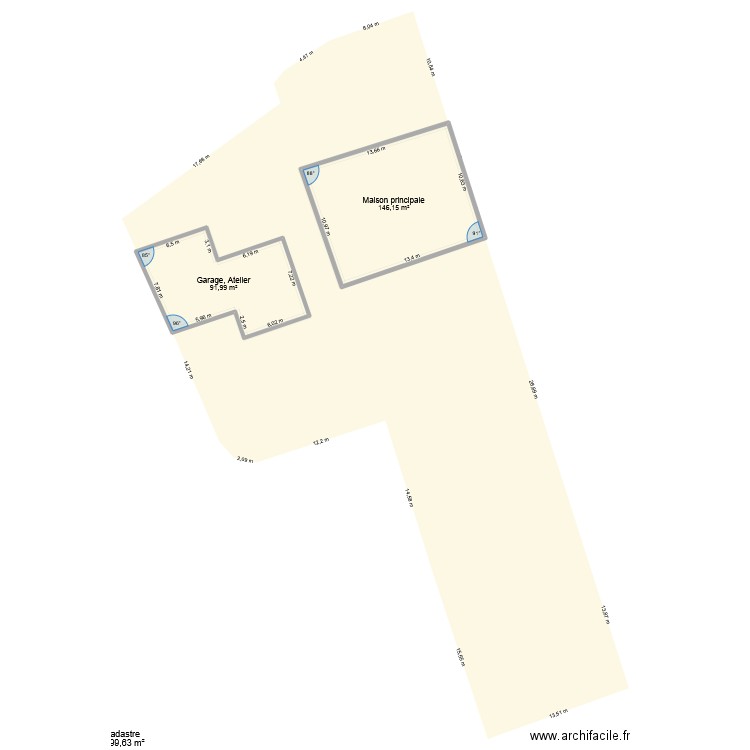 plan de masse. Plan de 2 pièces et 238 m2