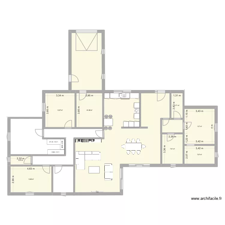 plan 2 rez de chauss&eacute;e. Plan de 8  et 73 m²