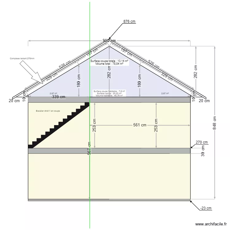 PLANS COUPE FACADE. Plan de 