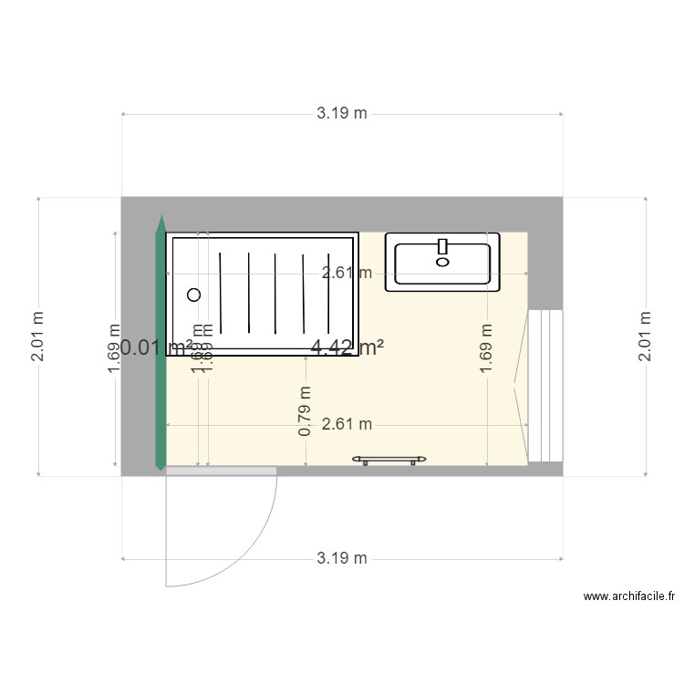 PERICHON. Plan de 2 pièces et 4 m2