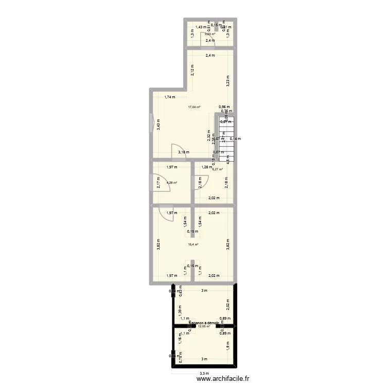 AMENAGEMENT MELUN DEMOL REDUIT. Plan de 6  et 58 m²