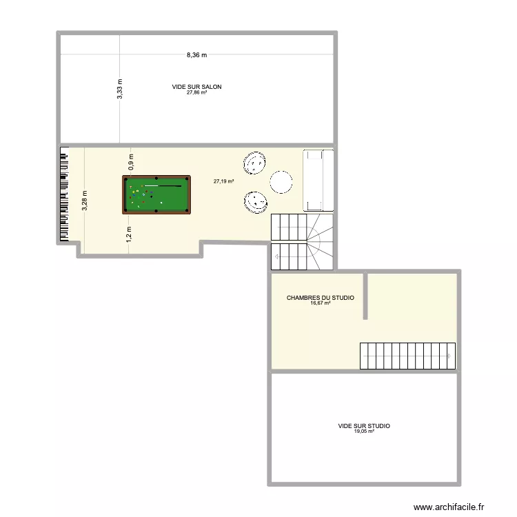 PLAN &Eacute;TAGE. Plan de 4 pièces et 91 m²