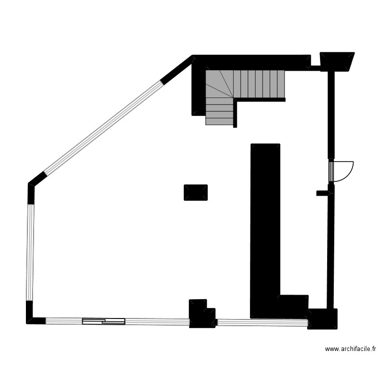 Dome fleurs. Plan de 3 pièces et 6 m2