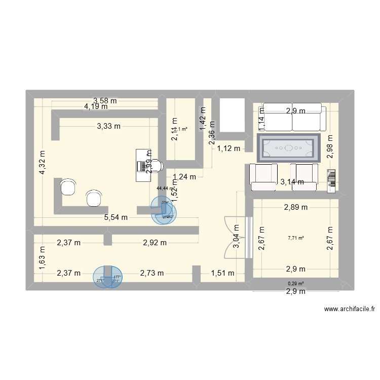PLAN LAEP BROUILLON. Plan de 4 pièces et 55 m2