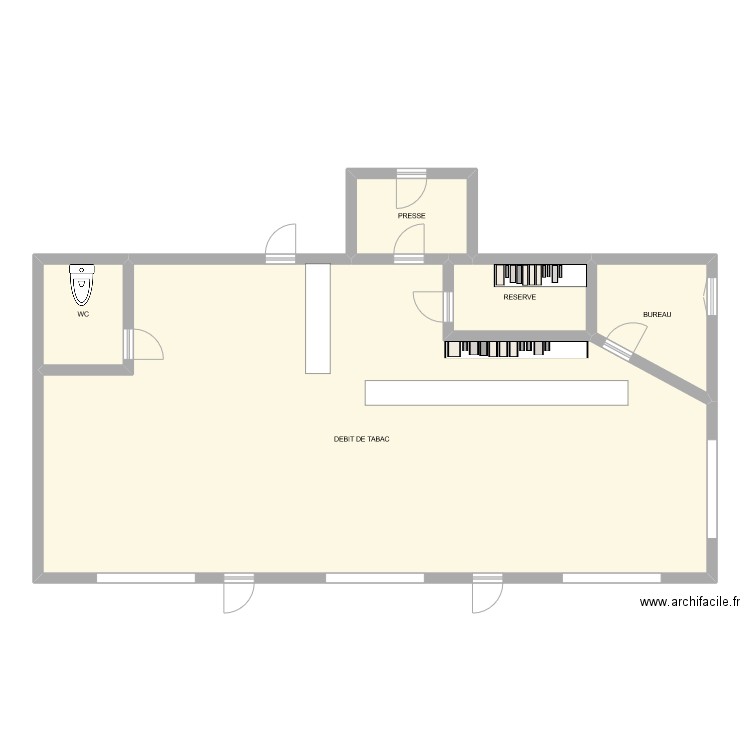 TABAC L'ILE AU TRESOR. Plan de 5 pièces et 145 m2