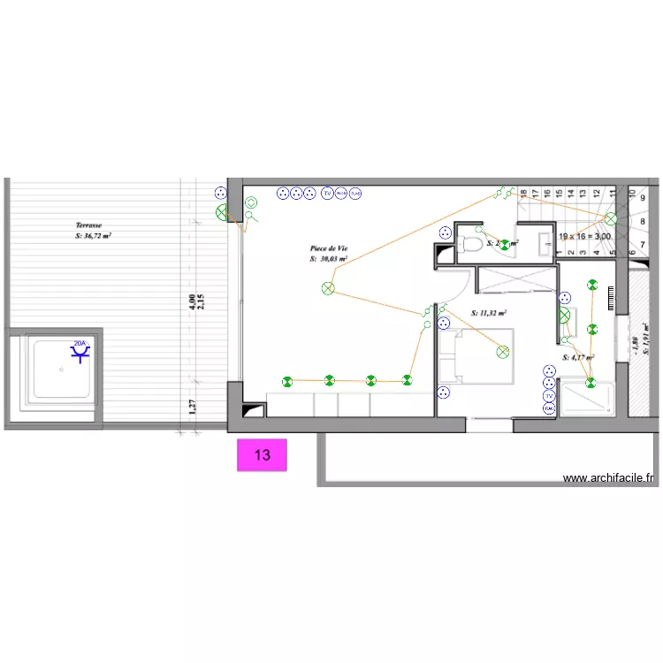 Casavone R+3 App 13 duplex. Plan de 
