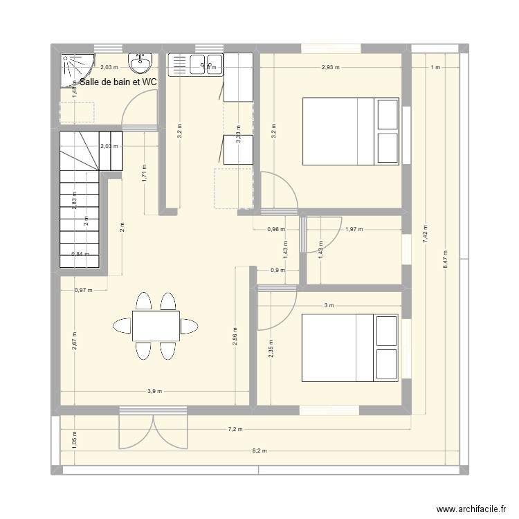 projet basse-terre 1. Plan de 6 pièces et 64 m2