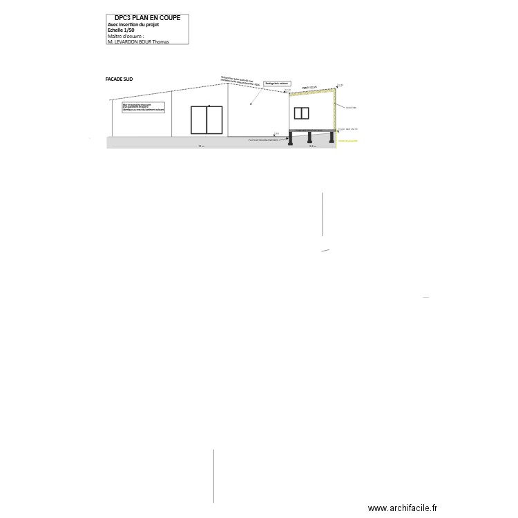 DPC3 PROJET AAA PLAN EN COUPE AVANT TRAVAUX 1 SDB EXTENSION. Plan de 0 pièce et 0 m2