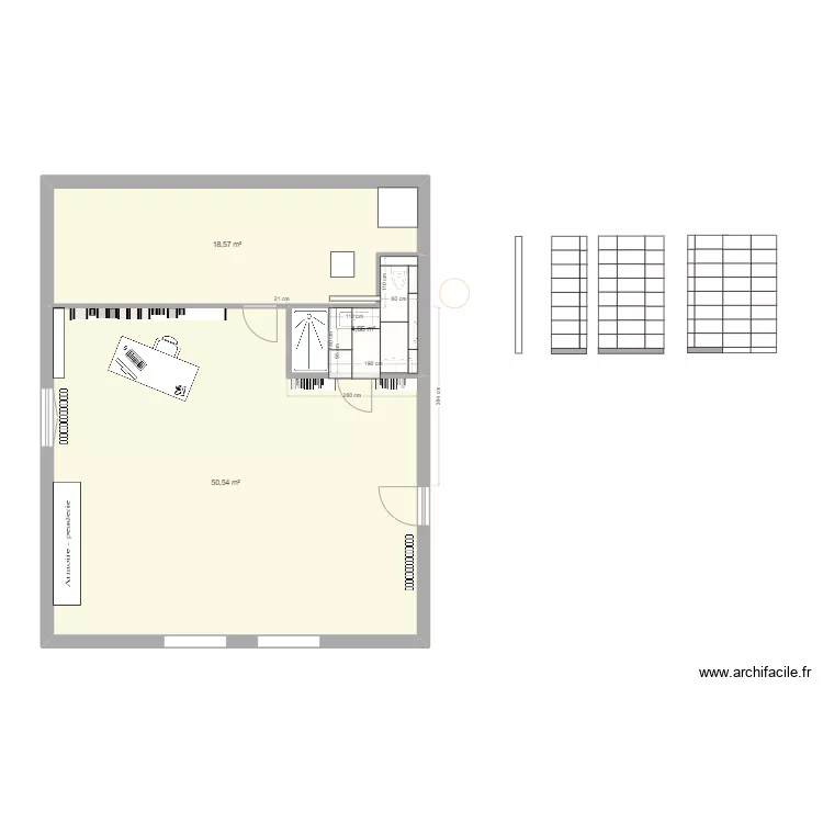 sdb haut 2025_75x140_carrelage. Plan de 