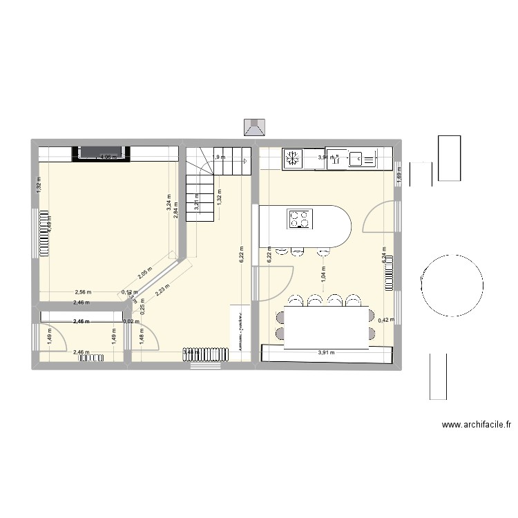 oxford RDCcuisine V3. Plan de 3 pièces et 61 m2
