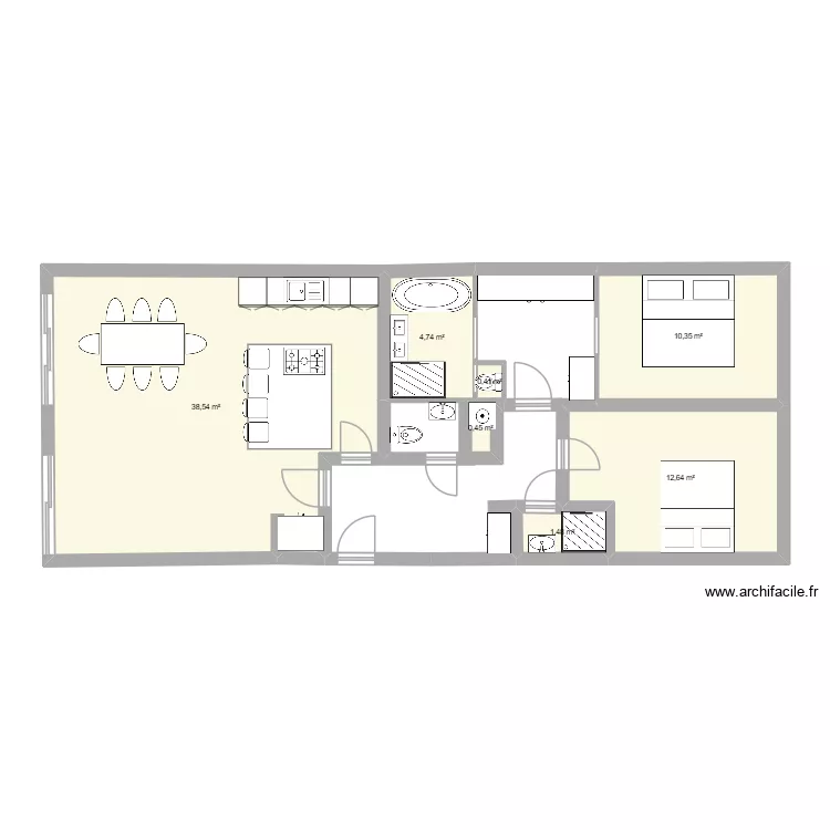 Renard brouillon 3. Plan de 7  et 69 m²