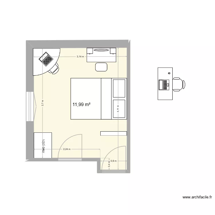 clara. Plan de 1  et 12 m²