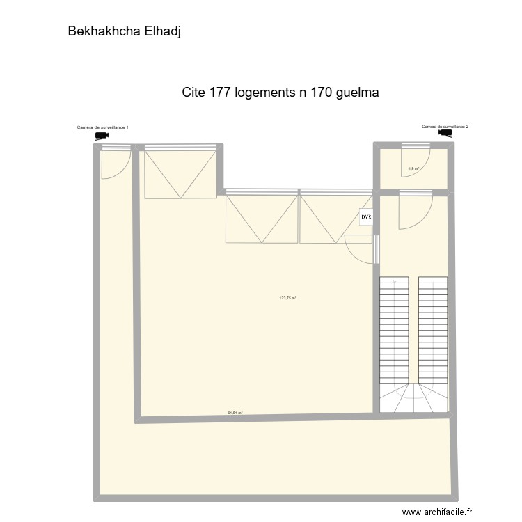 bekhakhcha. Plan de 3 pièces et 190 m2