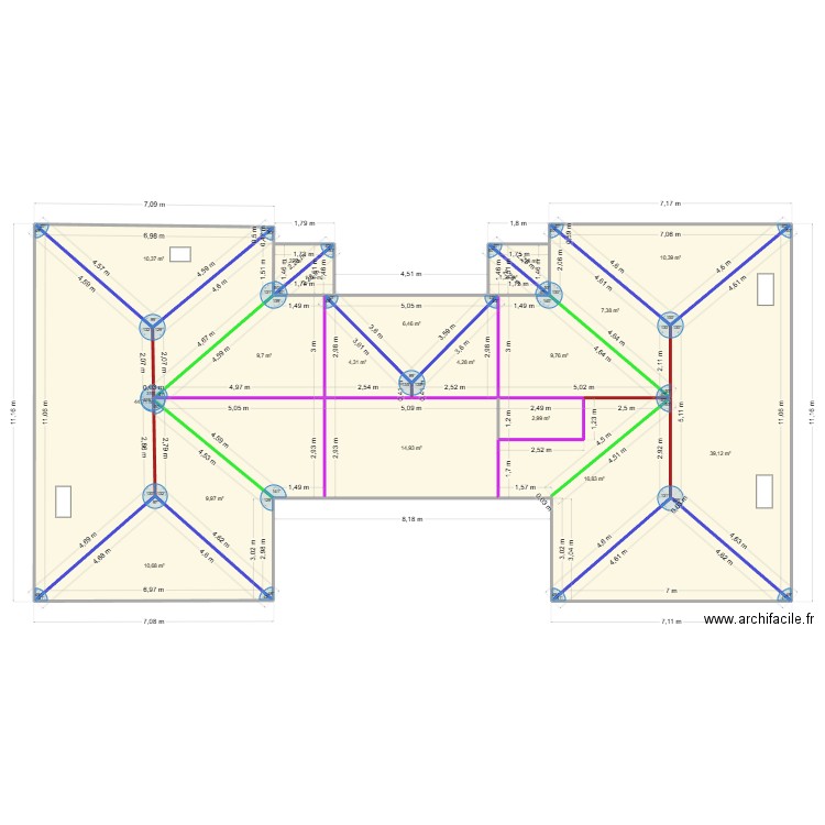 Villa Tamaris. Plan de 19 pièces et 207 m2