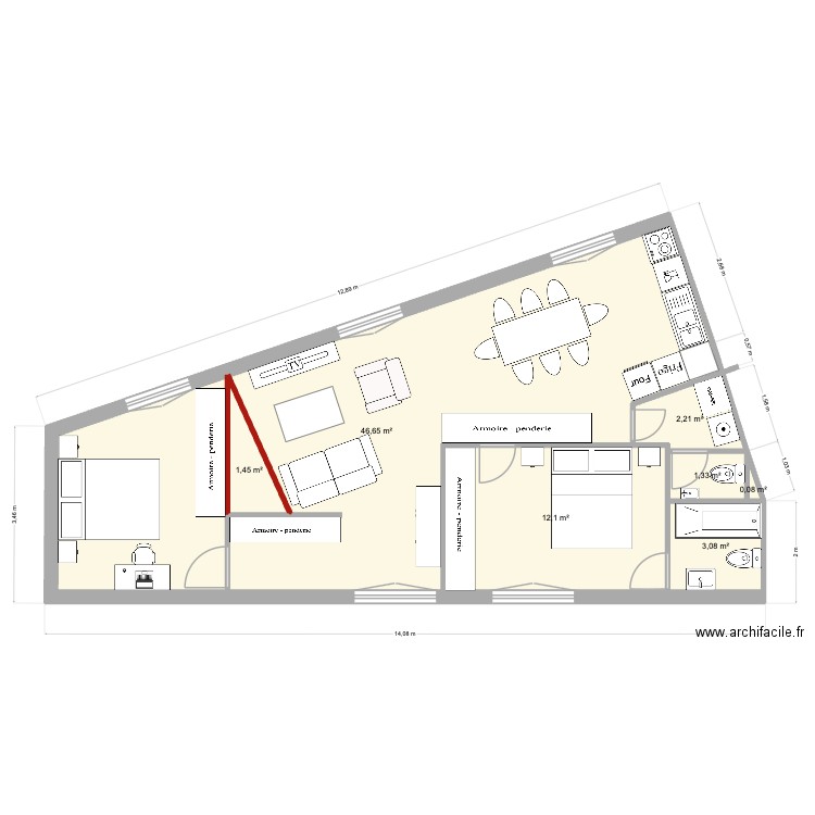 PATIV_R+3 gauche_v3. Plan de 7 pièces et 67 m2