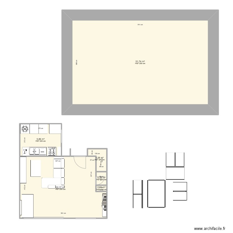 Meylan 52. Plan de 5 pièces et 30 m2