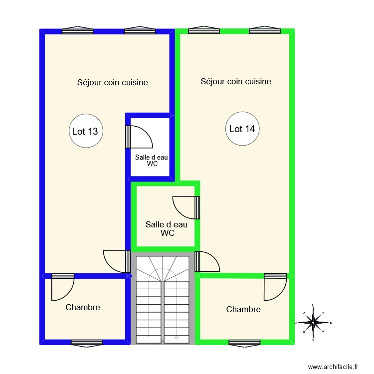 appart 2 eme. Plan de 8 pièces et 71 m2