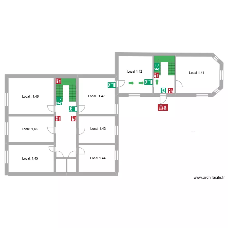 cpms Charleroi Etage 1. Plan de 5  et 274 m²