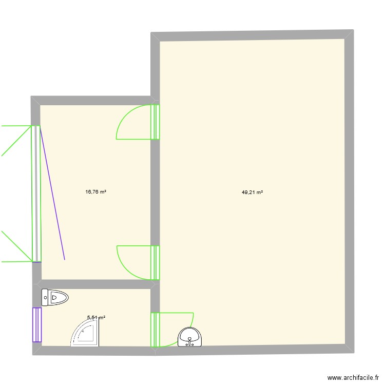 plan patesser. Plan de 3 pièces et 71 m2